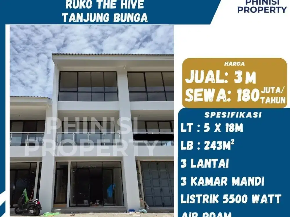Dijual Ruko di Jalan Poros Metro Tanjung Bunga