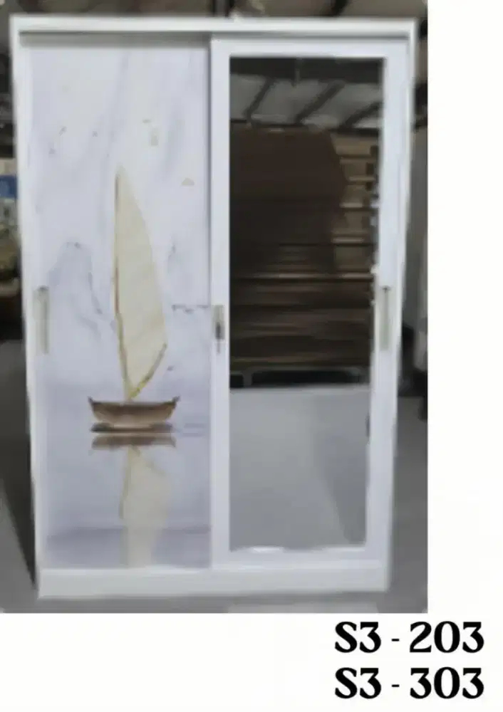 Lemari baju pintu geser bahan besi plat uk.P.120cm x T.185cm