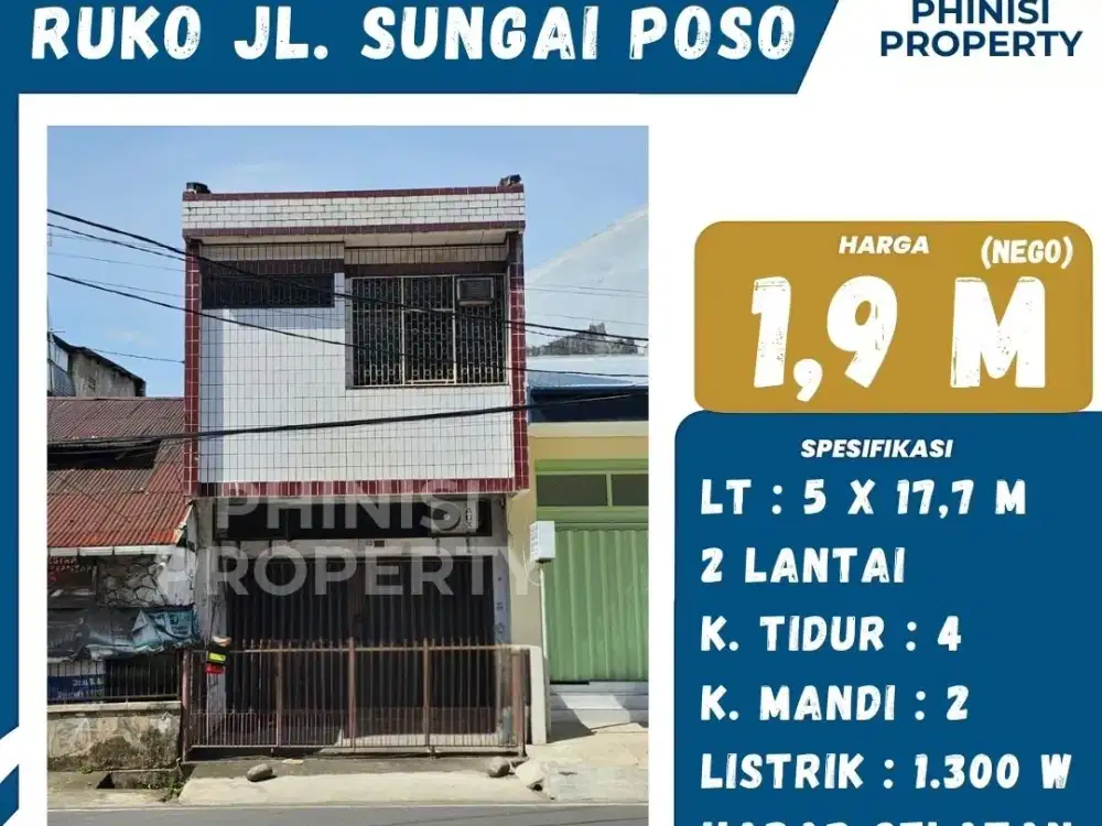 Ruko Tengah Kota Jalan Sungai Poso dekat Gunung Latimojong