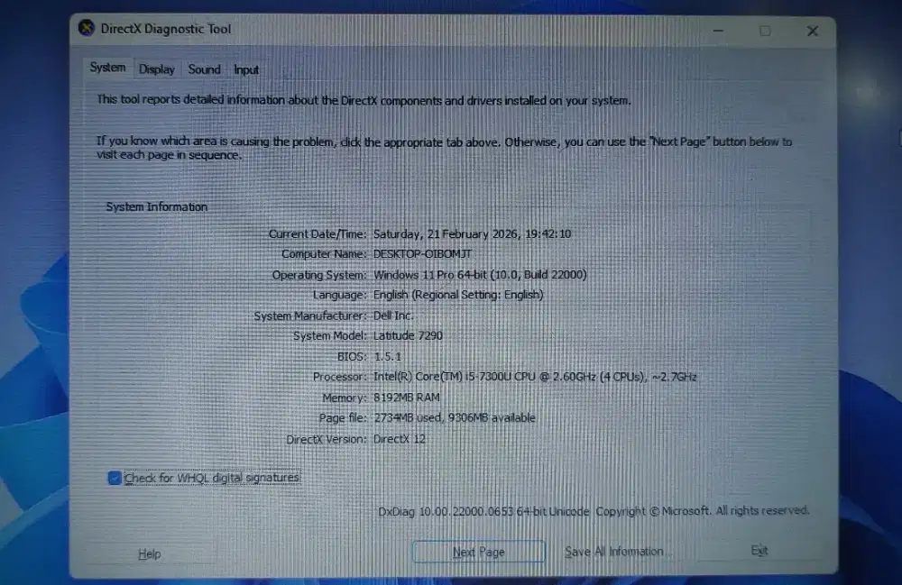 LAPTOP DELL LATITUDE 7290 INTEL CORE I5