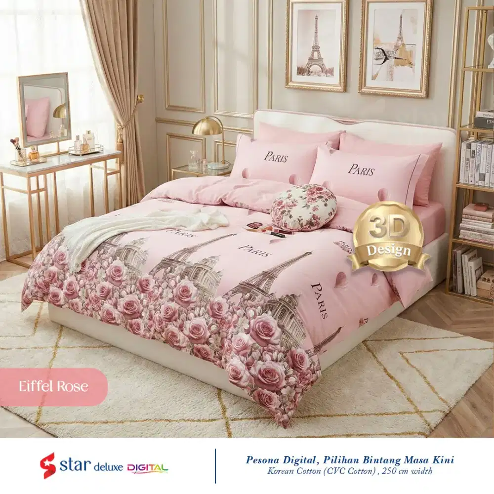 Set sprei katun premium motif menara eifel