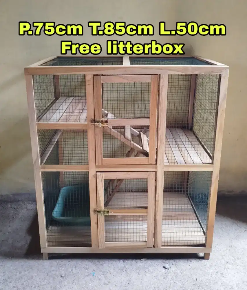 Kandang kucing kayu tingkat