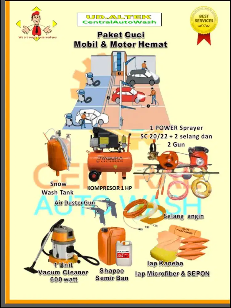 Paket Cuci Mobil dan Motor Tanpa Hidrolik