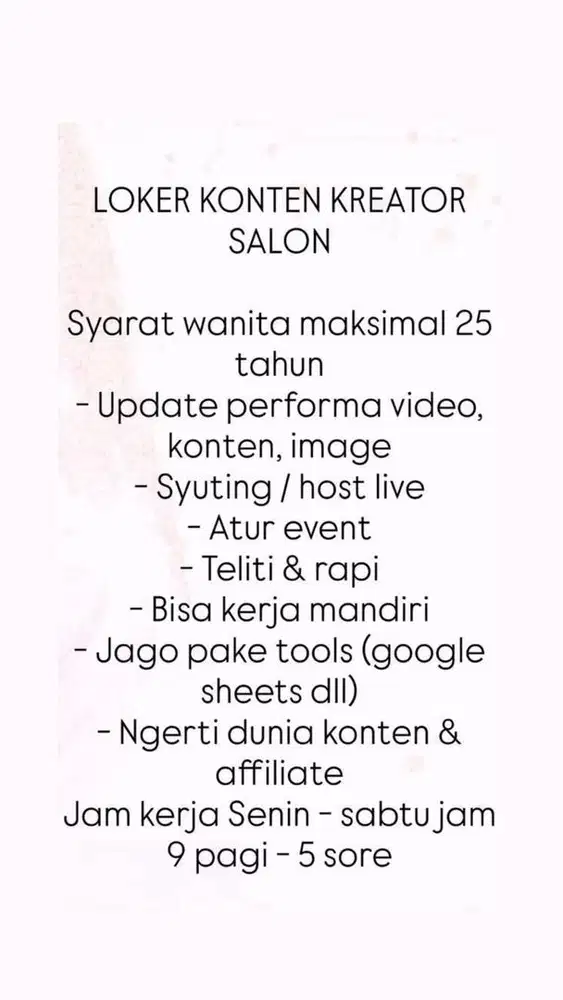 Admin konten kreator kecantikan