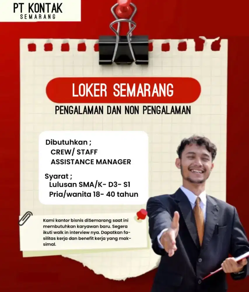 Loker Semarang (Pengalaman dan Non Pengalaman)