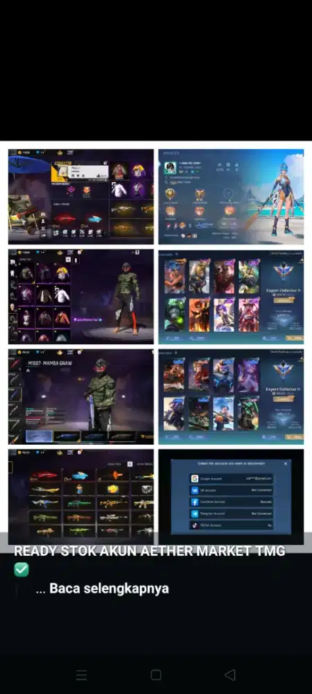 Akun free fire dan mobile legend