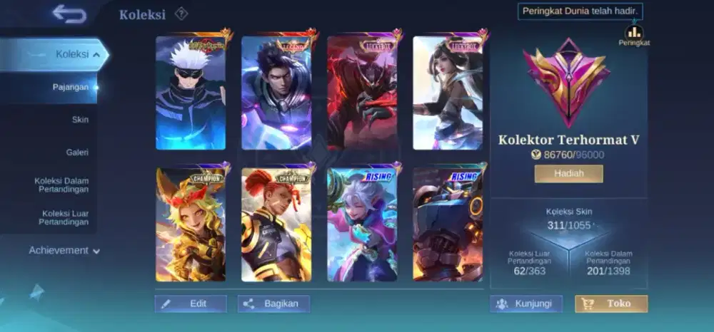 Akun ml Adven server dan akun normal sepaket