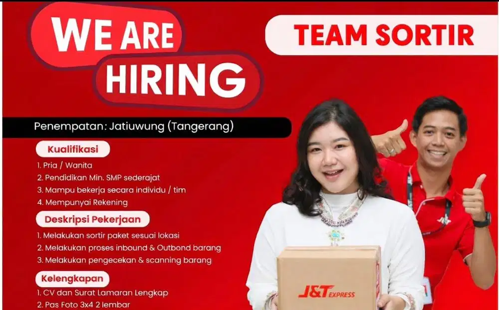 lowongan kerja sortir paket jnt di jatiuwung tangerang
