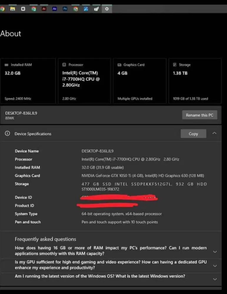 Laptop Lenovo Legion Y520 - RAM 32 GB | SSD 512 GB | HDD 1 TB
