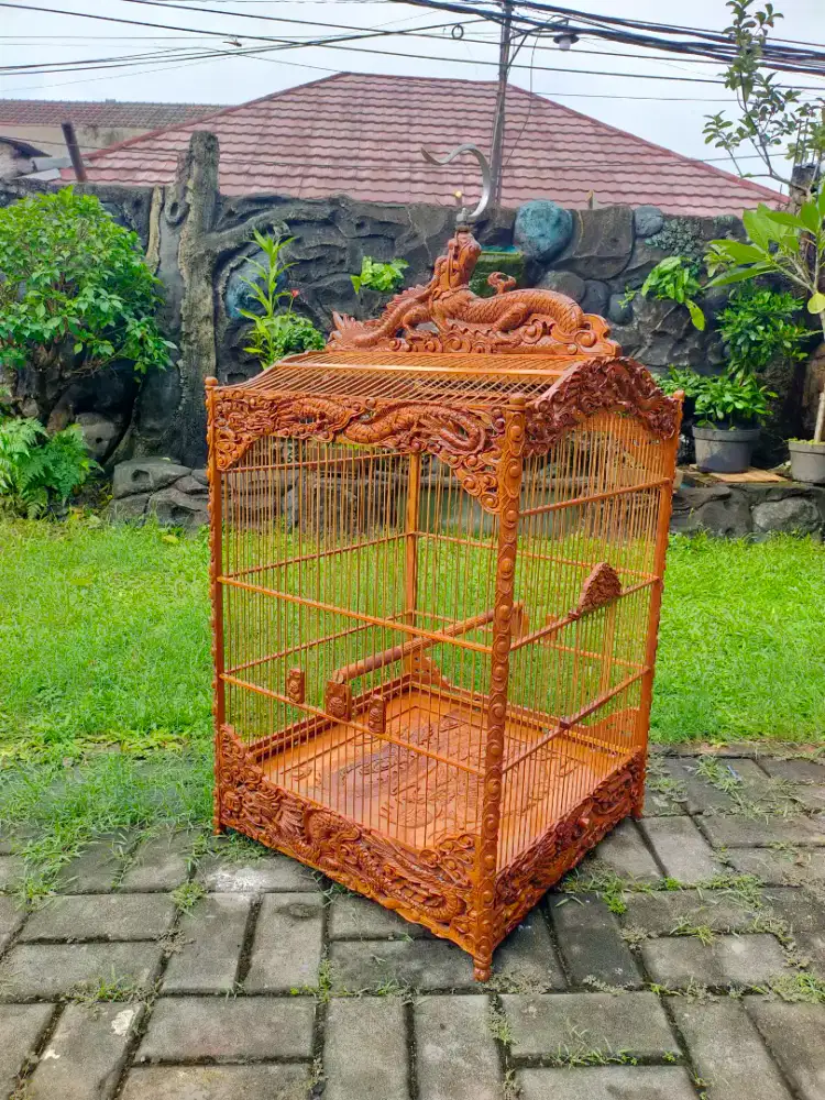 Sangkar full jati ukir naga 50x50cm