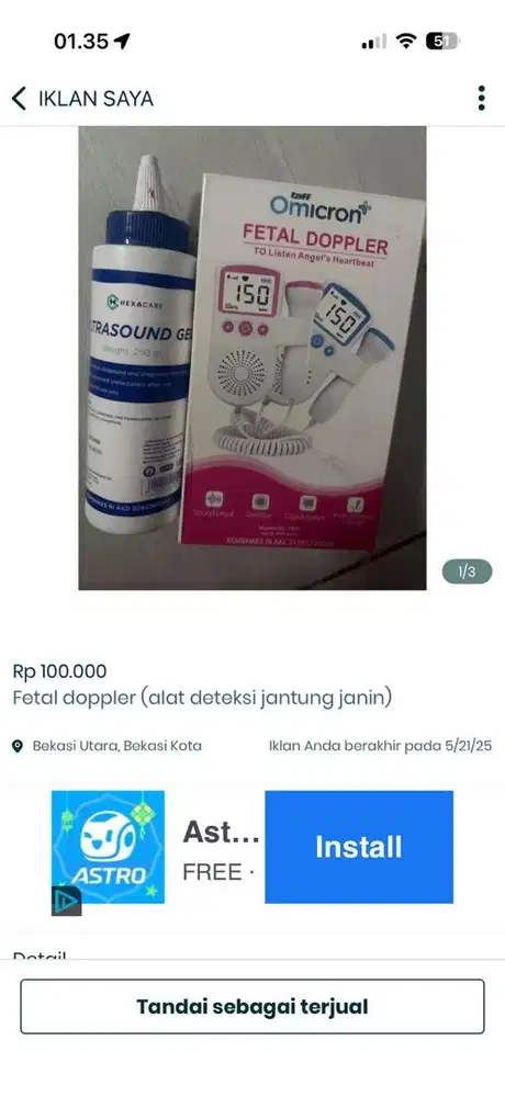 Alat deteksi jantung bayi