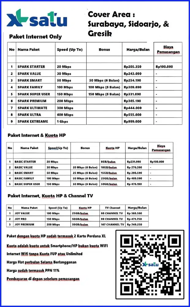 Internet Unlimited Murah XL SATU Mulai 205rb