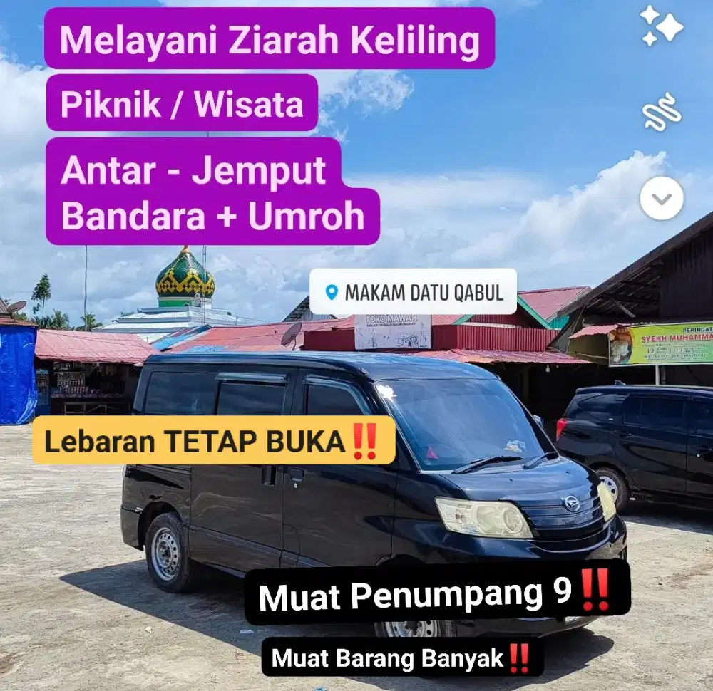 Carteran Mudik + Lebaran. Rental Mobil +Supir LOXIO . Muat Penumpang 9