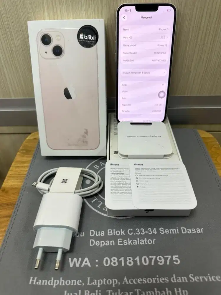 Iphone 13 256gb iBox mulus notif batrei original hb: real 100%