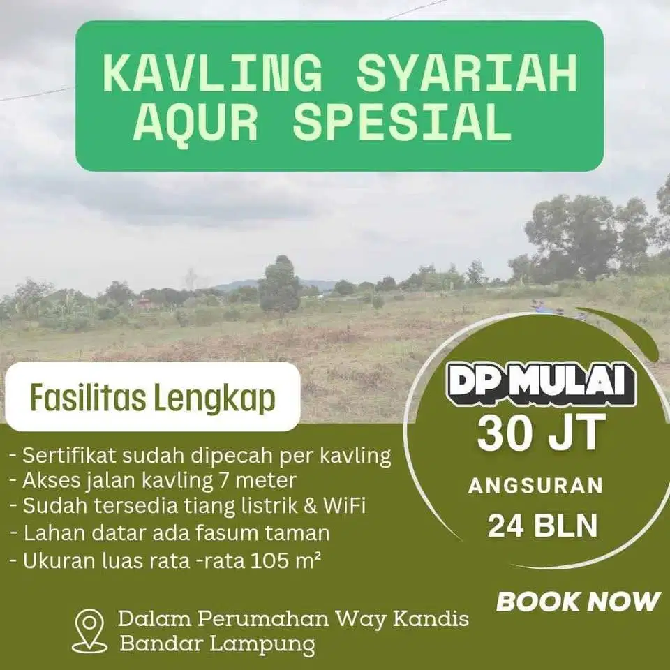 KAVLING SPESIAL WAYKANDIS DALAM KOMPLEK PERUMAHAAN DP MURAH