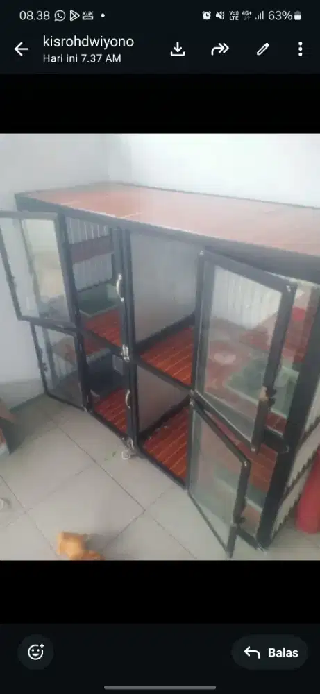 Kandang kucing alumunium 4 pintu full set kaca