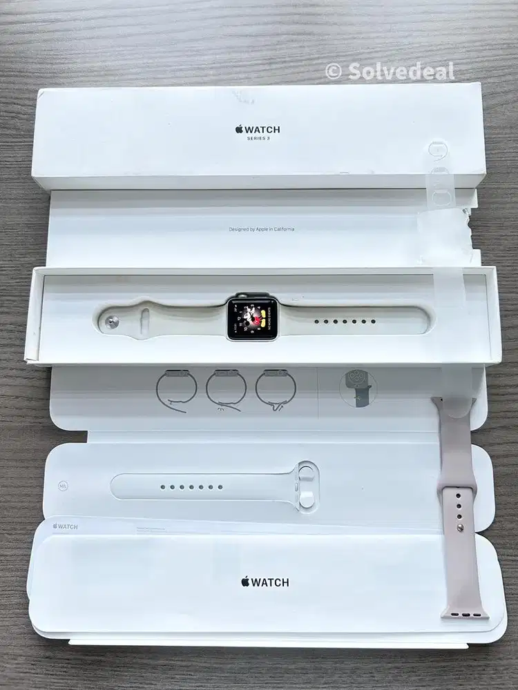Apple Watch Series 3 38mm Silver — Battery 100% Fullset Original