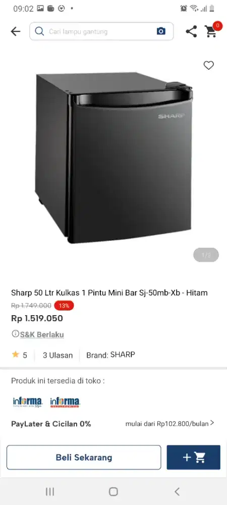Sharp kulkas minibar