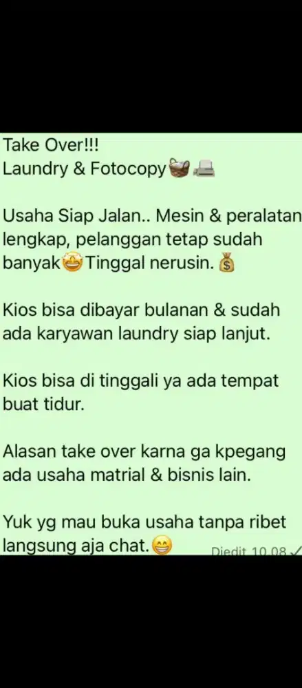 Take Over Usaha Laundry & Fotocopy