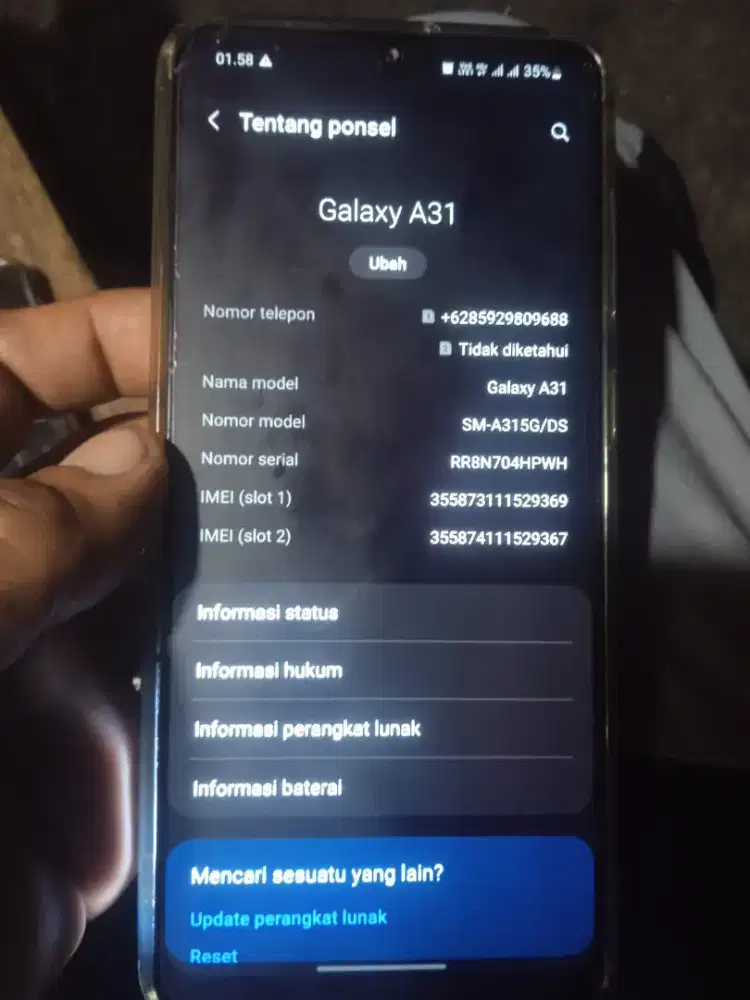 Samsung A31 Ram 8/128 nyari kembaliam d bawahnya