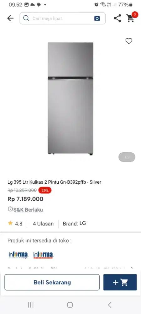 PROMO KREDIT LG 395LTR KULKAS 2 PINTU