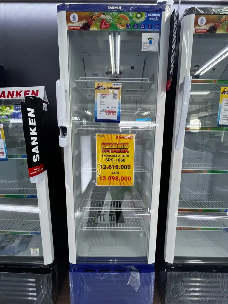 KREDIT SHOWCASE SANKEN 1 PINTU 270L TANPA DP! BUNGA 0% FREE 1 CICILAN