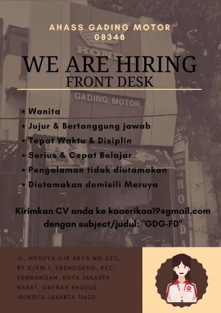 FRONT DESK KASIR AHASS GADING MOTOR