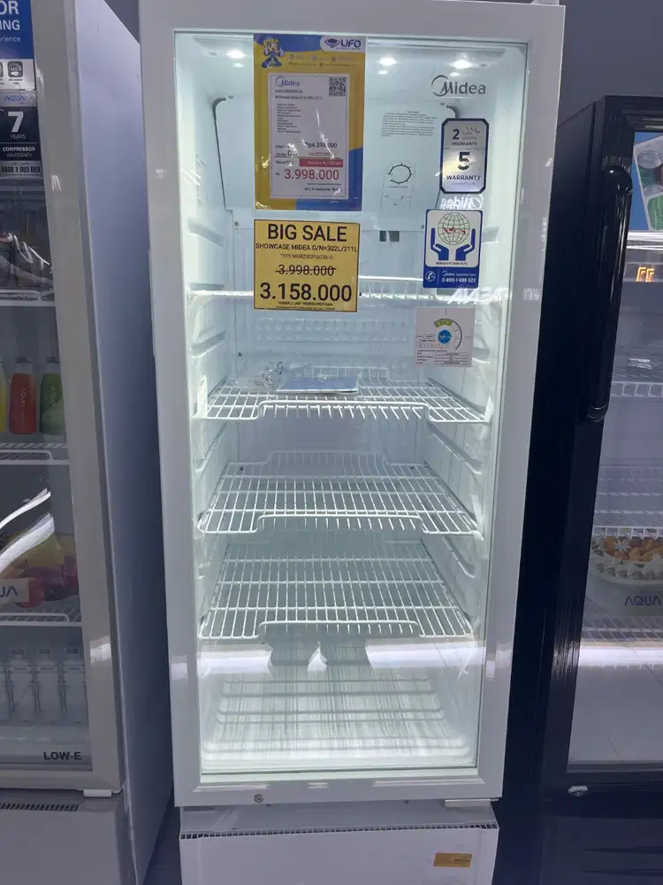 KREDIT SHOWCASE MIDEA 302L/211L TANPA DP! BUNGA 0% FREE 1 CICILAN