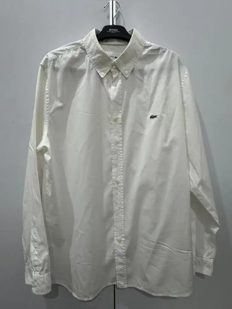 Baju Kemeja Lengan Panjang Lacoste Putih Size L Slimfit