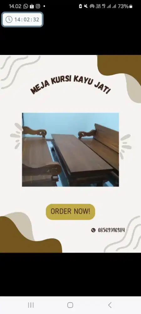 Dijual 1 set meja kursi full jati tebal