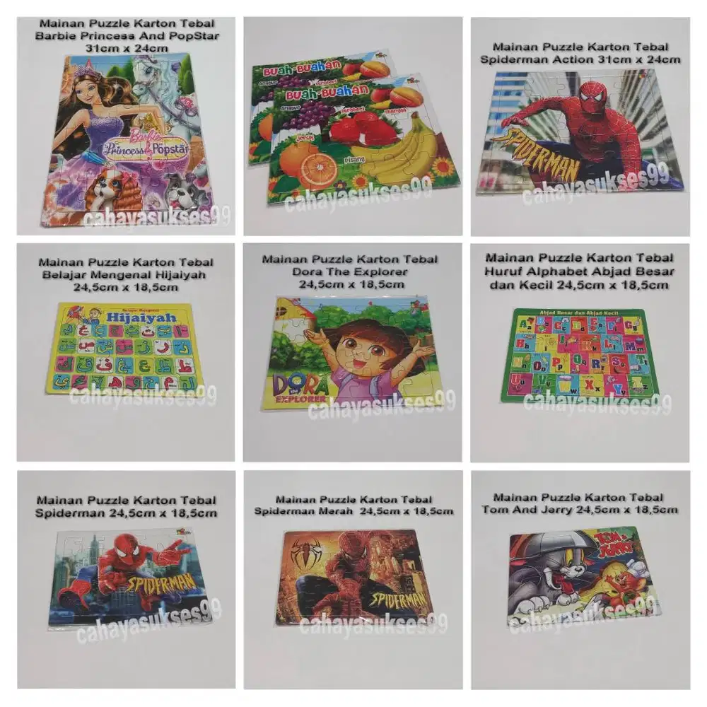Mainan Edukasi Anak Puzzle Karton Tebal Gambar Karakter ada 10 pcs