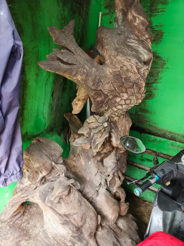 Patung Pajangan Kayu, Ukiran Burung dan Kelinci.