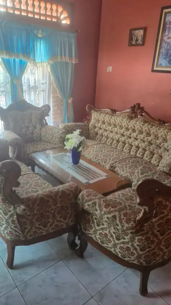 Set kursi meja sofa kayu jati