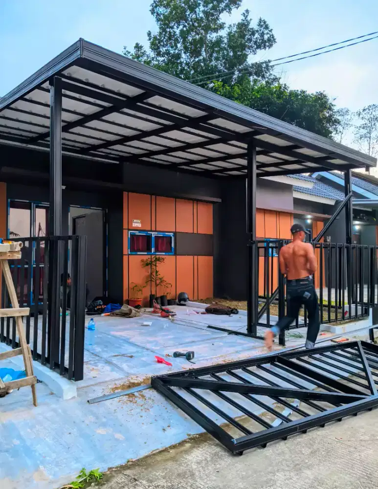 Kanopi rangka baja ringan atap alderon