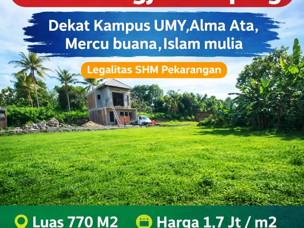 Tanah SHM Pekarangan Area Gamping Siap Balik Nama