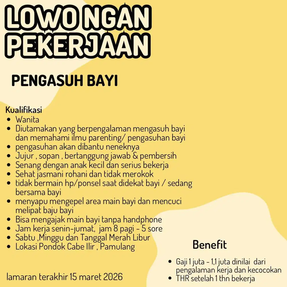 PENGASUH BAYI PONDOK CABE