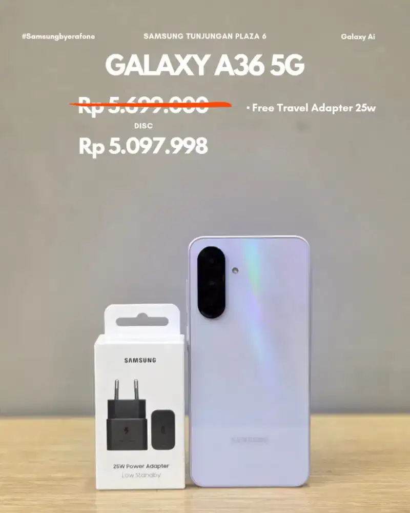 Samsung Galaxy A36 5G Promo Free Adapter 25w