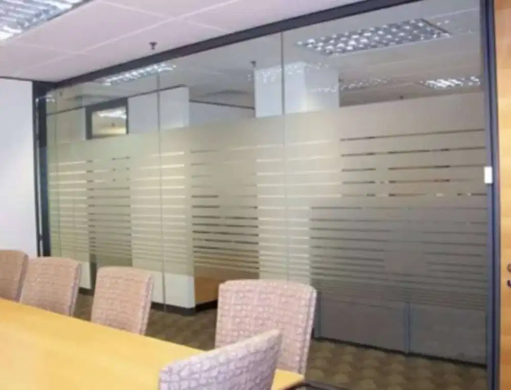 Sedia bahan dan jasa sticker kaca sanblast buram & kaca film one way