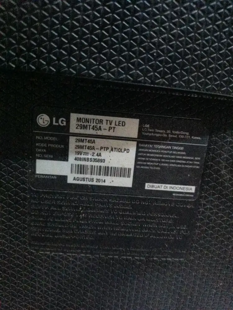 Tv LG 29MT45A kondisi harus ganti LCD