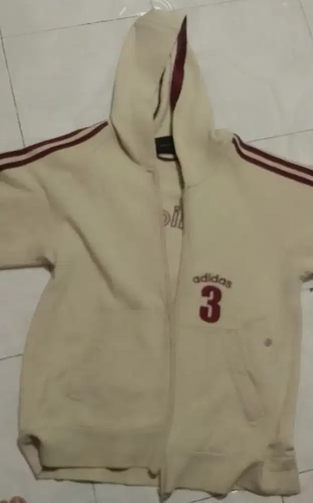 Jaket Adidas UK XL cream maroon