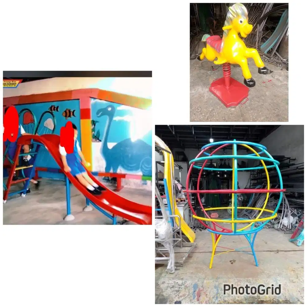 Perosotan, ayunan, jungkat jungkit, playground, bola dunia