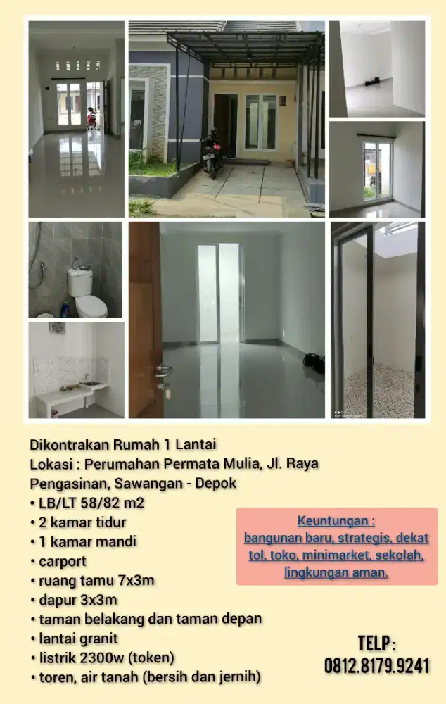 Disewakan Rumah di Pengasinan - Depok