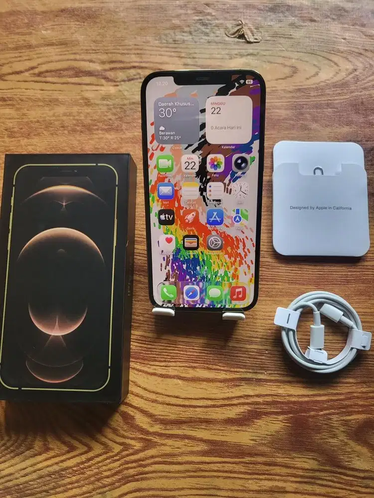 Iphone 12 pro max 128gb gold inter fullset mulus all operator no minus