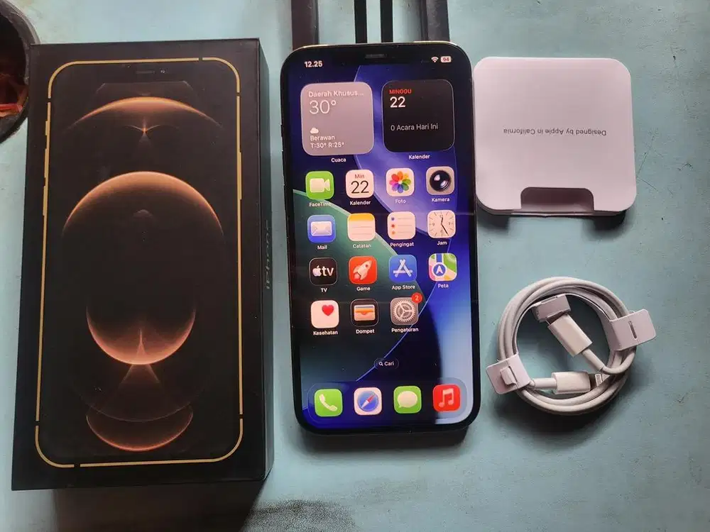 Iphone 12 pro max 128gb gold inter fullset mulus all operator no minus