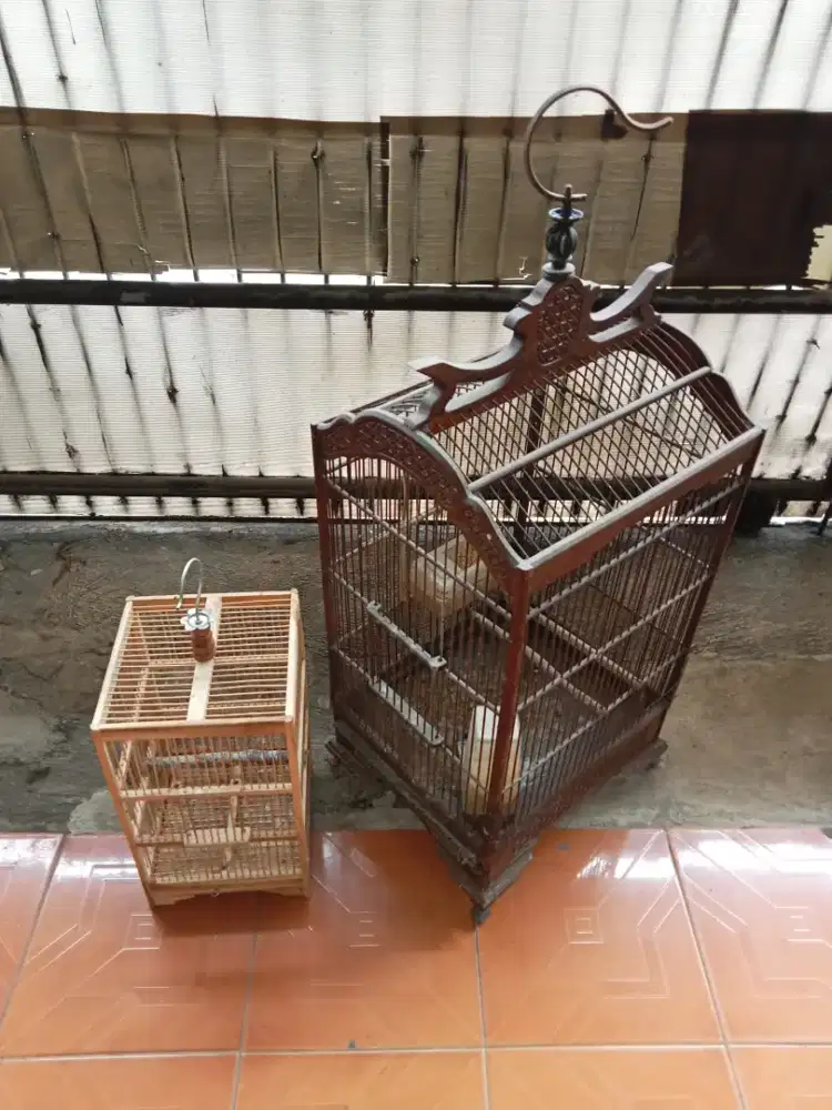 Sangkar burung kayu jati