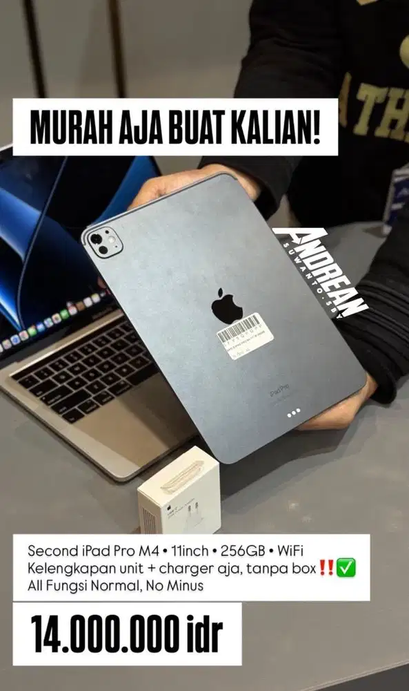 Second Ipad Pro M4 256GB 11 Inch Wifi Unit Charge