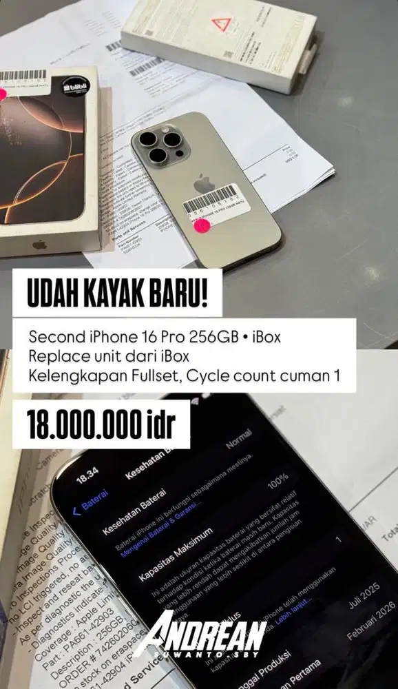 Second Iphone 16 Pro 256GB iBox Replace