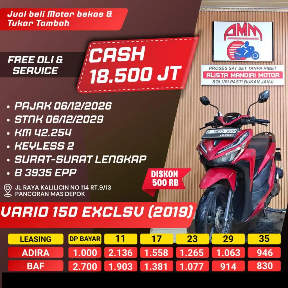 VARIO 150 2019. ISTIMEWA PAJAK HIDUP MESIN BODY JOSS BISA NEGO