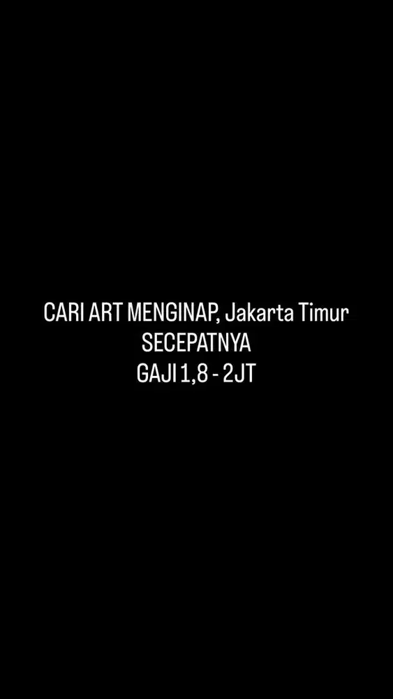CARI ART MENGINAP JAKTIM GAJI 1,8-2JT