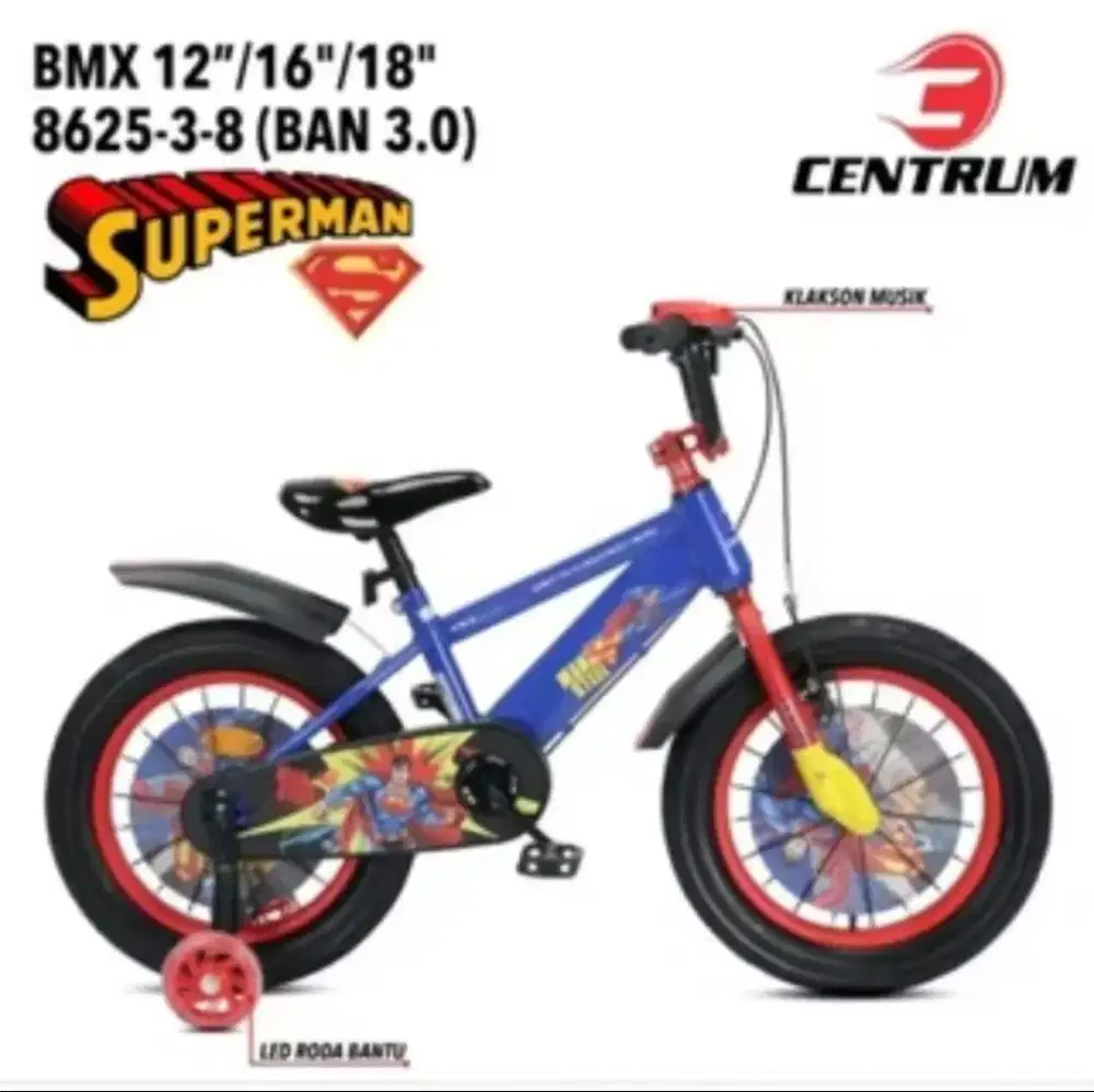 SEPEDA ANAK BMX 18 INCH CENTRUM SUPERMAN BAN JUMBO 3.0 READY STOK